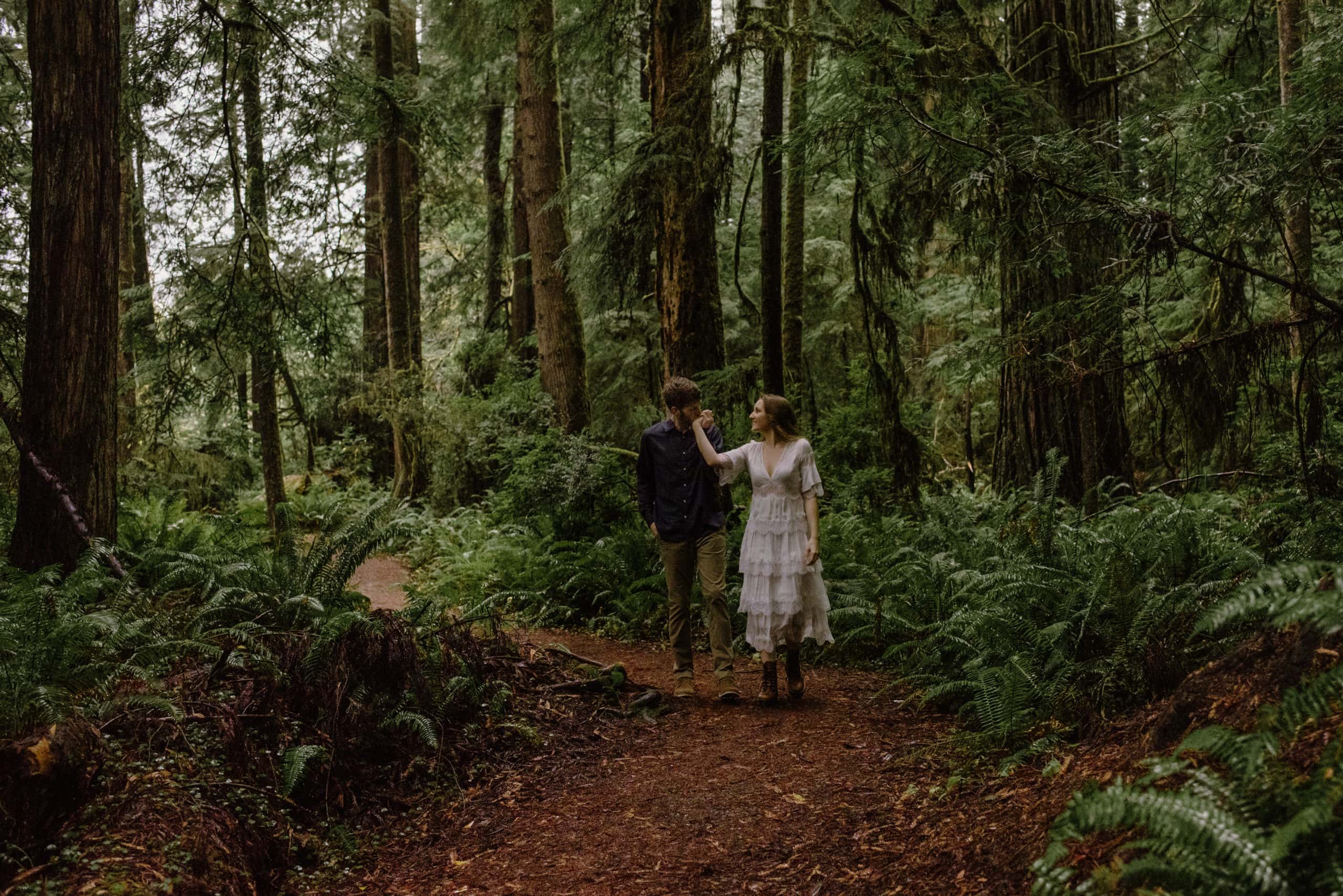 Moody Winter Redwoods Engagement