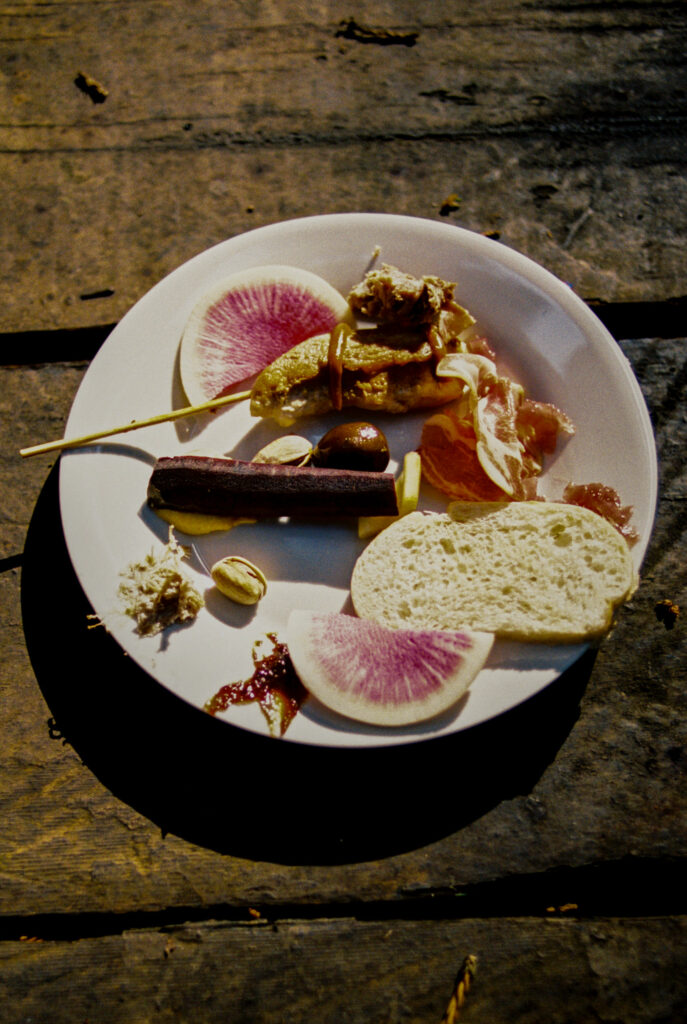 An artfully arranged appetizer plate at Pamplin Grove in Northern California